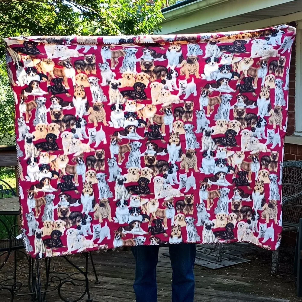 GUC ~ Fleece Dog Snuggling Blanket with Various Dog Breed Images (48